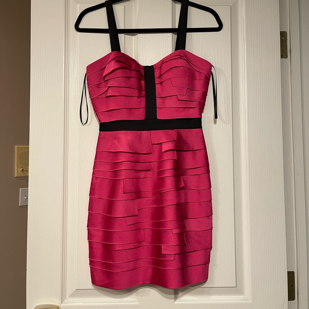 Ribbed Sexy Party Dress Pink/Black.